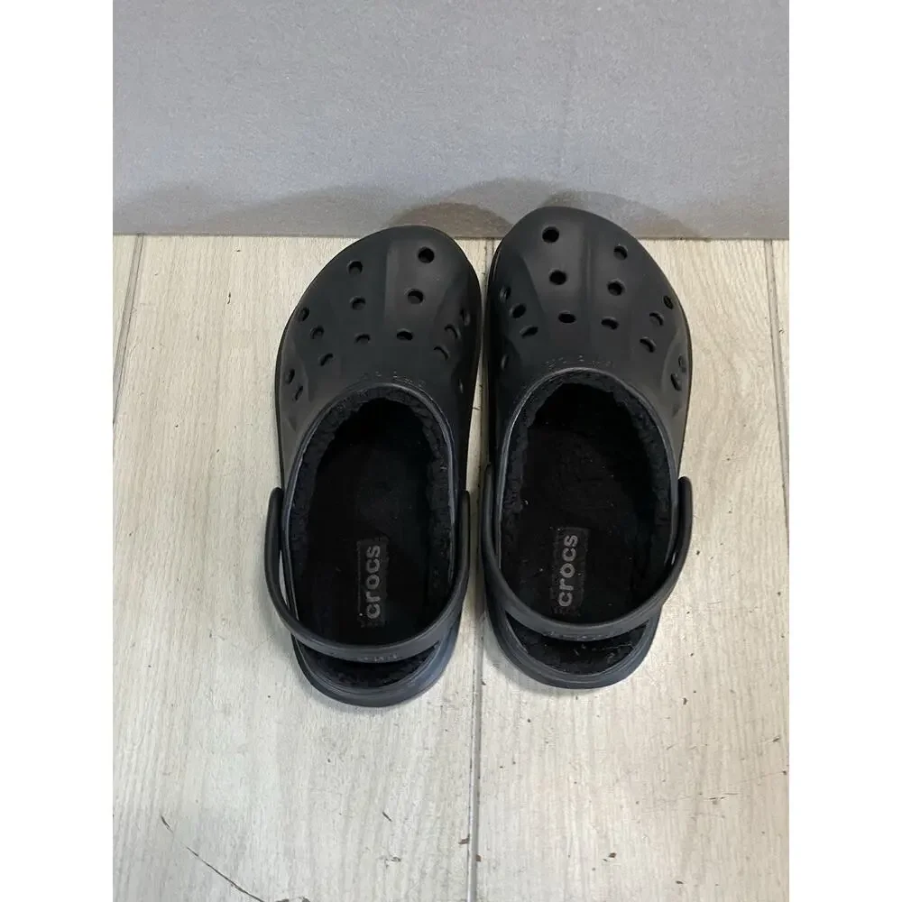 Crocs Fur Lined Slip On With Strap/Unisex/Black/Sz M6, W8 Dual Action Comfort